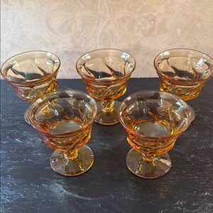 Vintage Set of 5 Amber Fostoria Jamestown Glass Dessert Cups